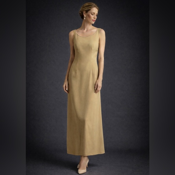 Watters & Watters Dresses & Skirts - Watters & Watters Long Maxi Evening Wedding Sleeveless Gown Dress 6 Gold Pearls